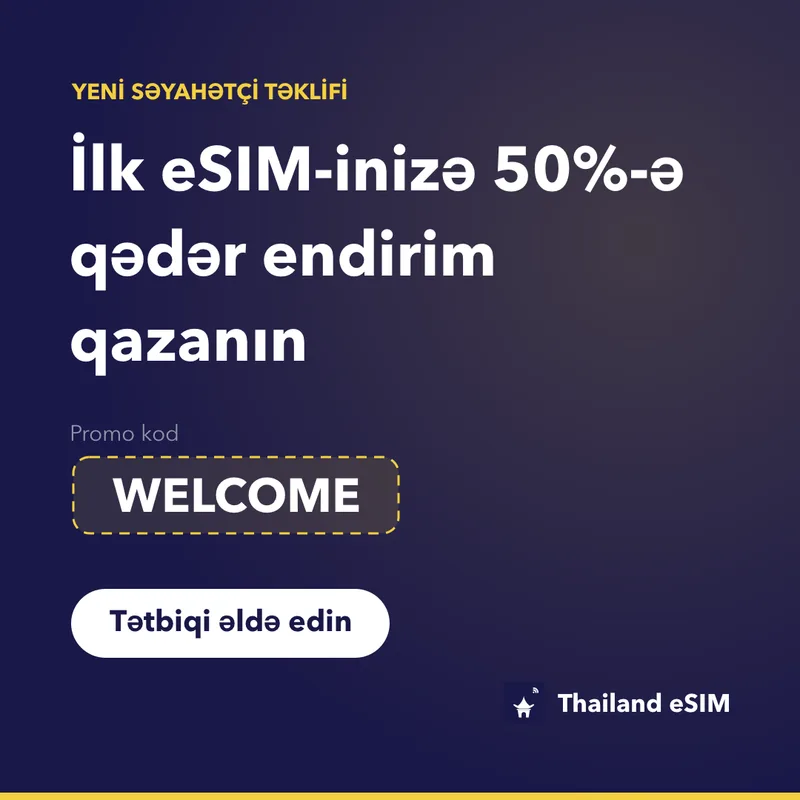 Thailand eSIM Promokodu — WELCOME, 15% Endirim
