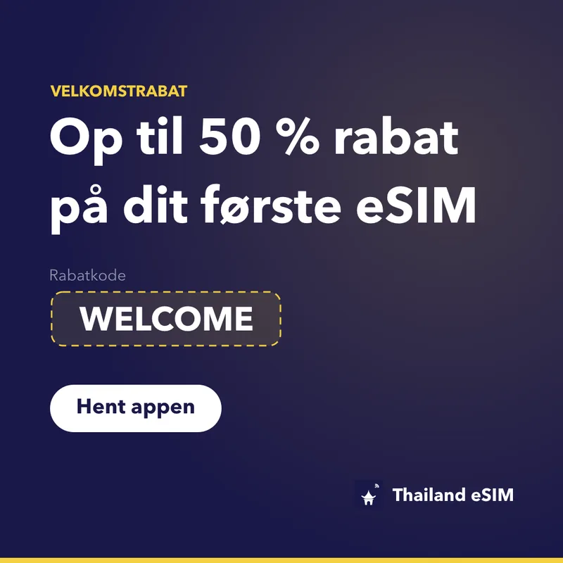 Thailand eSIM Rabatkode — WELCOME, 15 % Rabat
