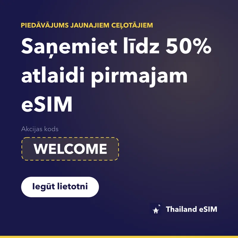 Thailand eSIM akcijas kods — WELCOME, 15% atlaide