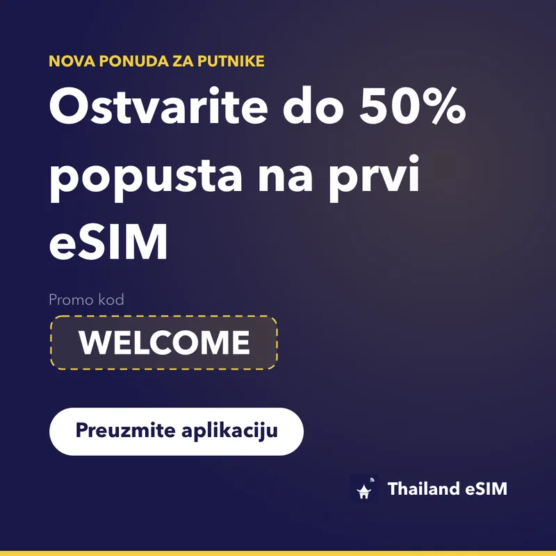 Promo kod Thailand eSIM — WELCOME, 15% popusta