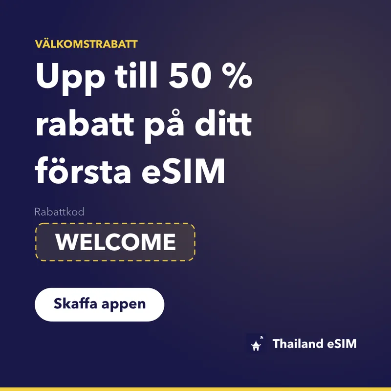 Thailand eSIM Rabattkod — WELCOME, 15 % Rabatt