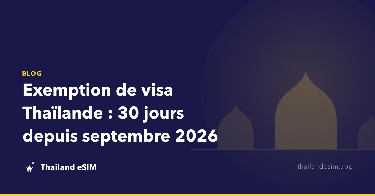Exemption de visa Thaïlande : 30 jours depuis septembre 2026